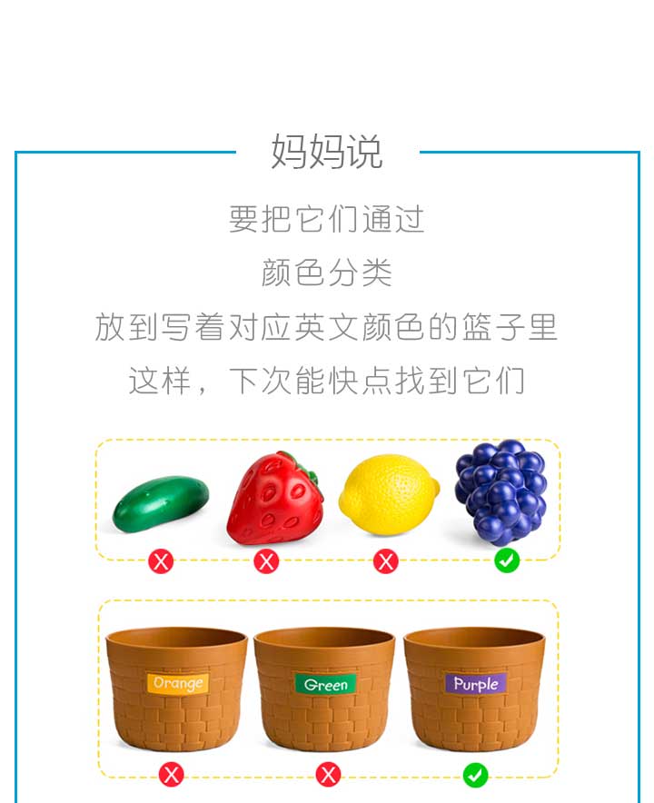 进口塑料玩具仿真水果蔬菜 婴儿儿童过家家与颜色认知教育